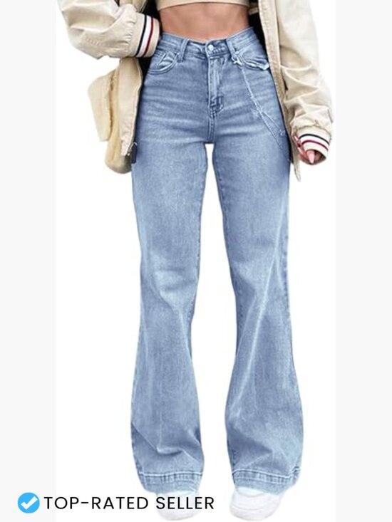 Denim - Women's Flare Wide Leg Jeans High Waisted Stretchy Bell Bottom Denim Pants Y2K